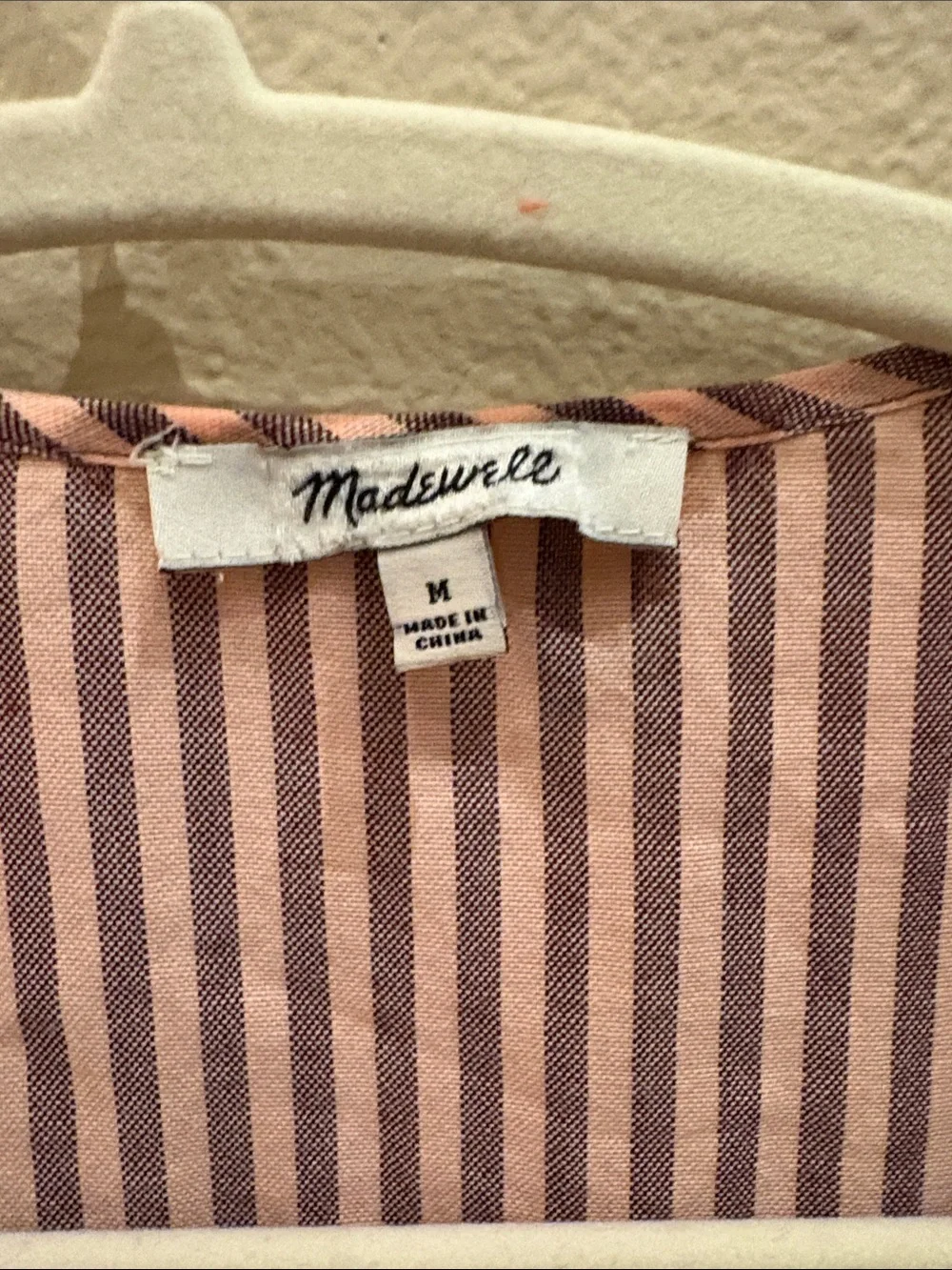 Madewell Striped Pink Wrap Peplum Top - Women